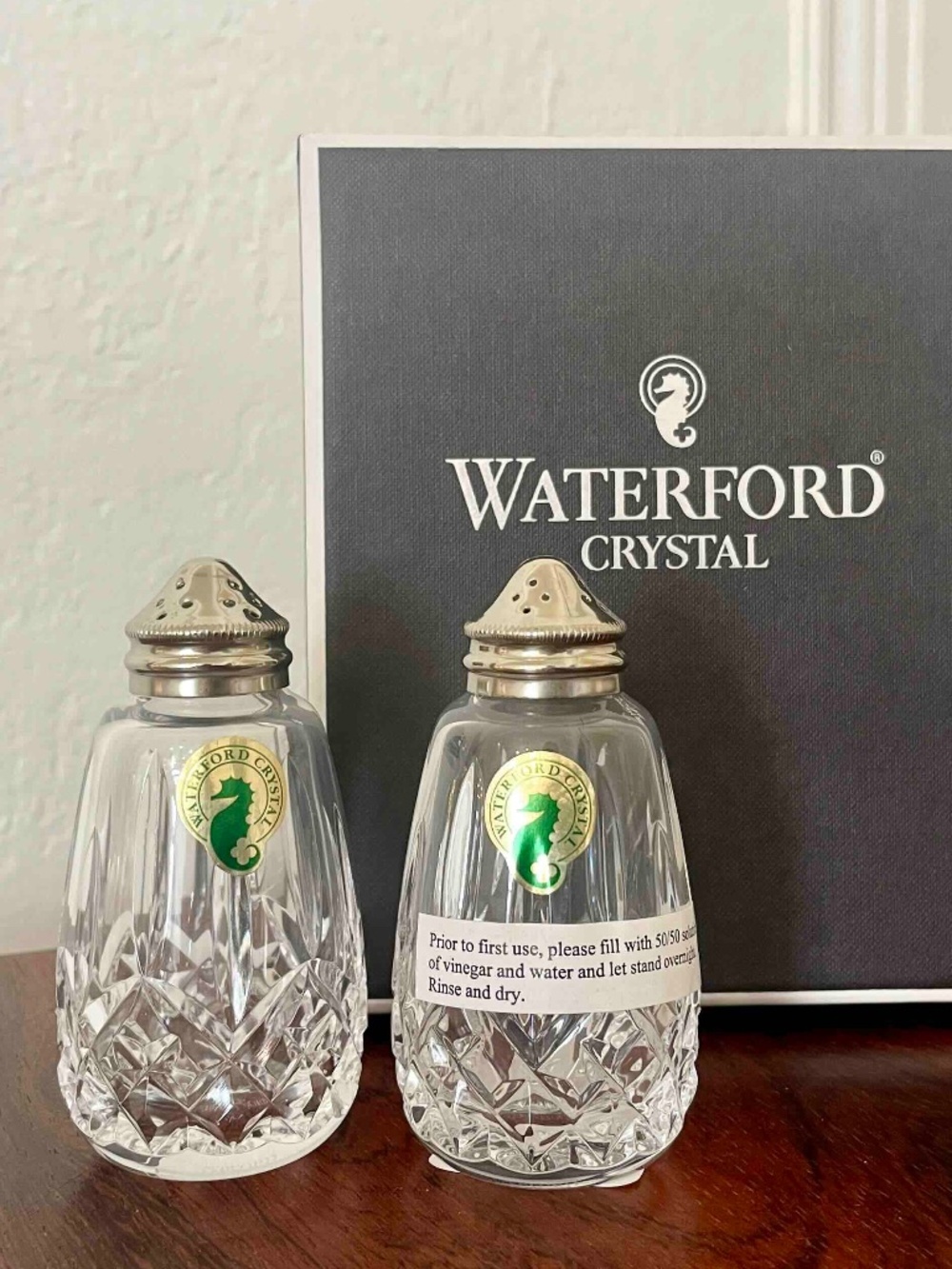 Waterford Lismore Salt and Pepper Shaker SET - New In Box